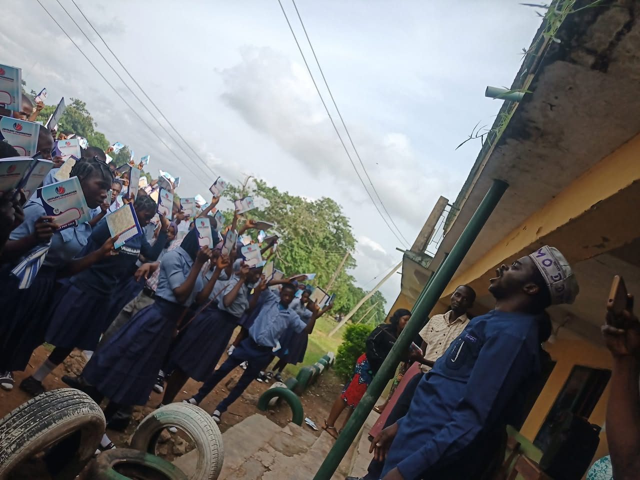 Earlier notebook distribution at Odo-Otin Grammar School, Okuku